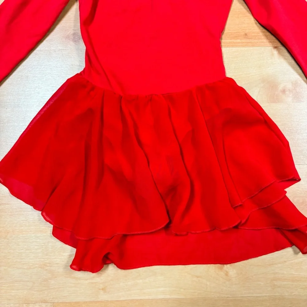 Arshiner Red Long Sleeve Crisscross Dance Ballet Gymnastics Tutu Leotard 6/7